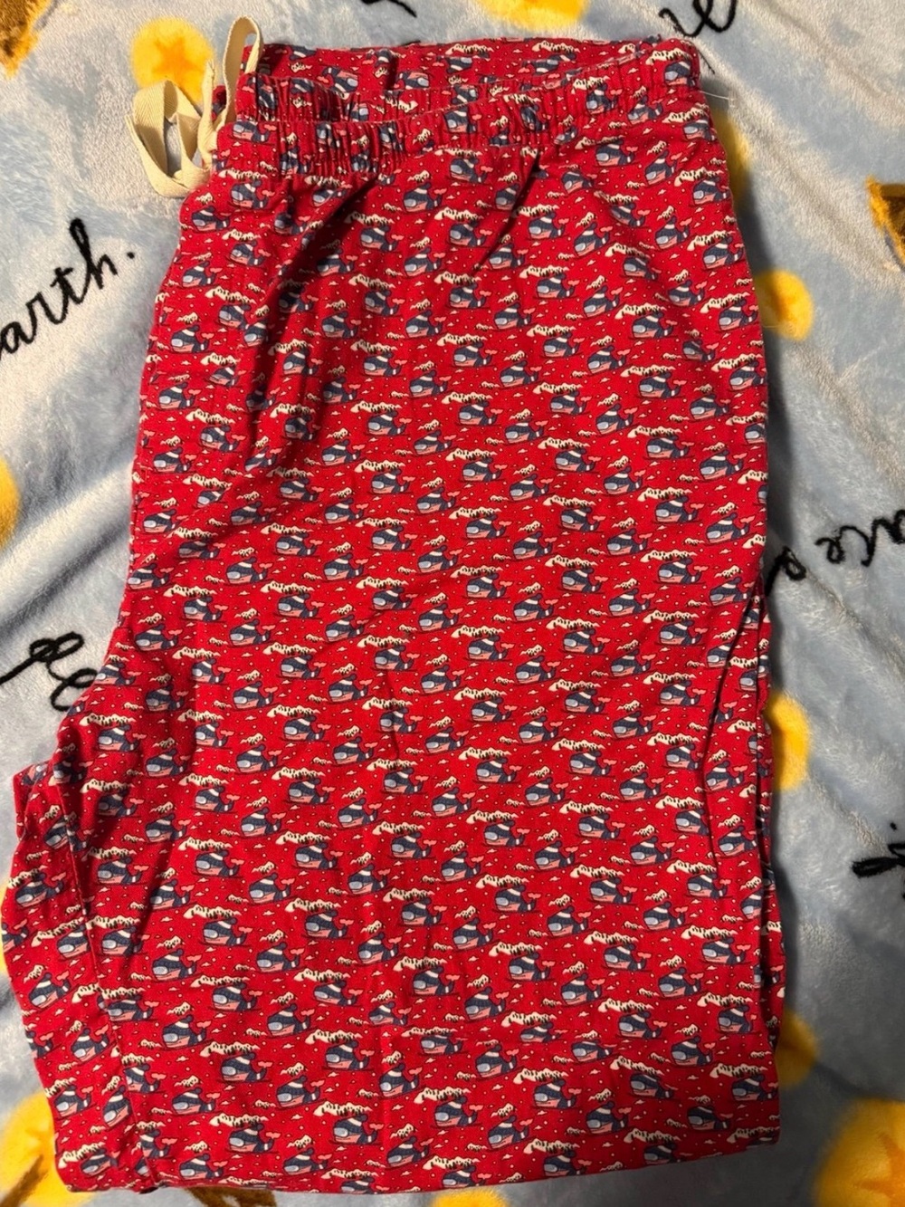 Vineyard Vines Red Printed Pajama Pants with Whale Motif